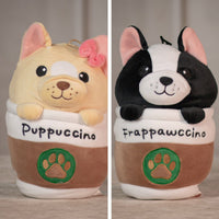 9" Puppuccino Duo featuring a black or cream dog coming out of the cup