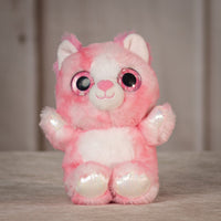 6.5" Dazzle Animal Assortment pink cat with sparkly eyes and transparent detailing