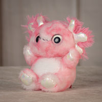 6.5" Dazzle Animal Assortment pink axotle  with sparkly eyes and transparent detailing