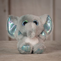6.5" Dazzle Animal Assortment grey elephant with sparkly eyes and transparent detailing