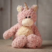 14" Fine Furry Friends plush set pink unicorn with metallic horn