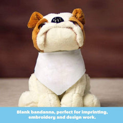 A bulldog wearing a blank bandanna