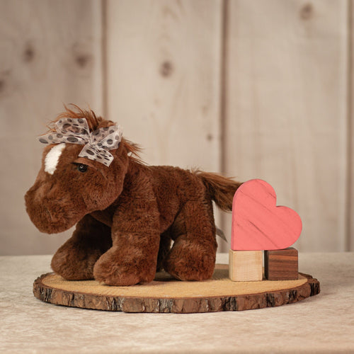 10" Brown Pony Plush with Bow