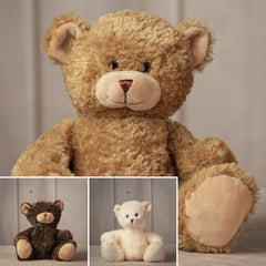 10 inch stuffed teddy bear trio in brown, cream, and beige