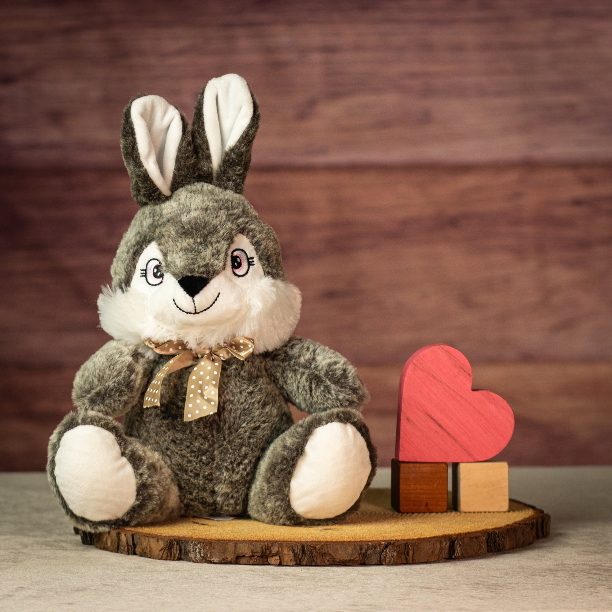 10" Sitting Cocoa & Stone Bunny Duo
