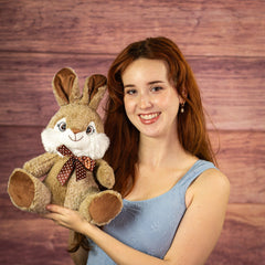 10" Sitting Cocoa & Stone Bunny Duo