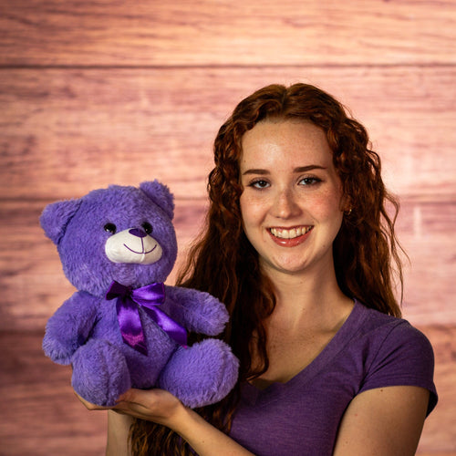 10" Sitting Purple Poppy Bear