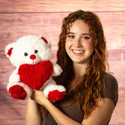 10" Sitting Rosy Heart Bear