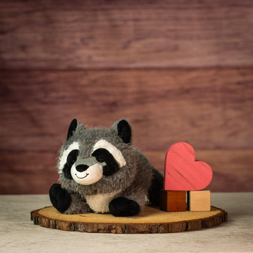 12" Laying Midnight Mask Raccoon