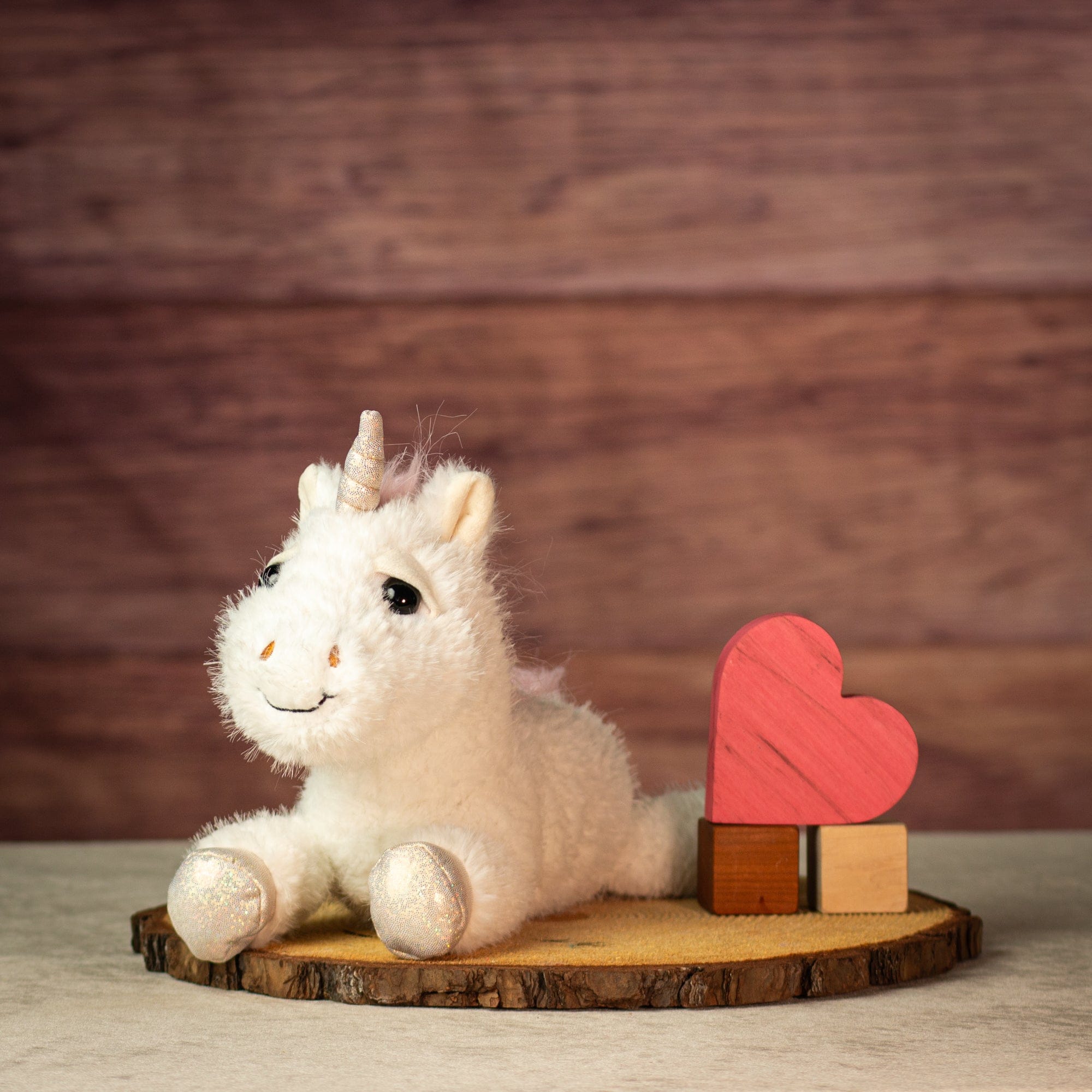 12" Laying Pearl Glow Unicorn