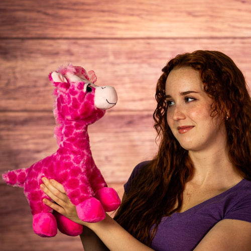 12" Pink Giraffe Plush with Bow
