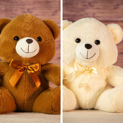 12" Sitting Cream & Cocoa Bears
