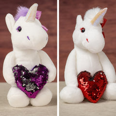 15" Sequin Heart Unicorn Duo