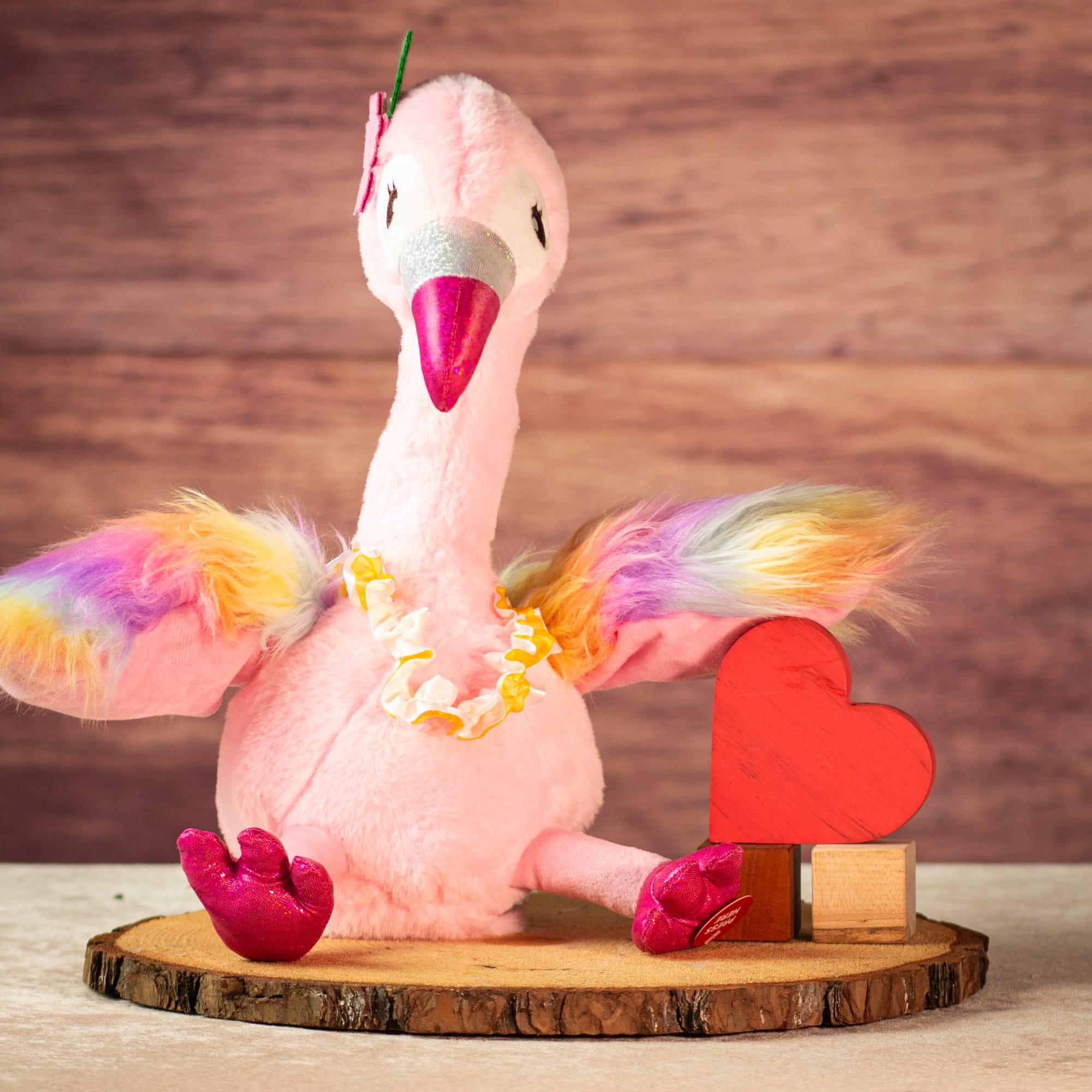 15" Singing Tutti Frutti Flamingo