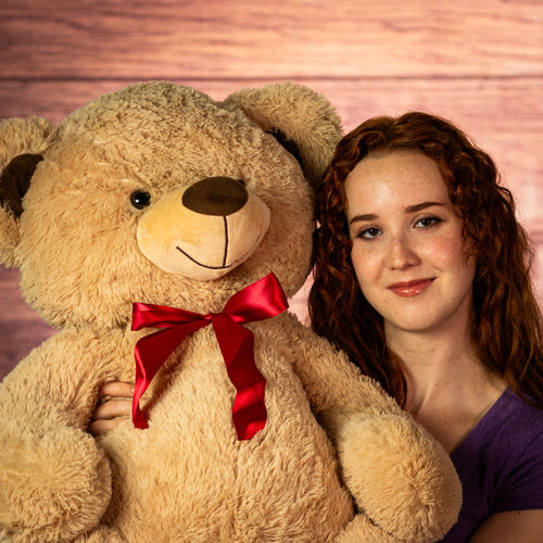 32" Beige Love Print Hug Bear