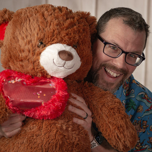 36" Big & Bright Brown with Sparkle Heart