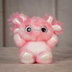 6.5" Dazzle Animal Assortment pink axoltle with pink sparkly eyes and transparent detailing