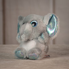 6.5" Dazzle Animal Assortment grey elephant with sparkly eyes and transparent detailing