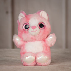 6.5" Dazzle Animal Assortment pink cat with sparkly eyes and transparent detailing