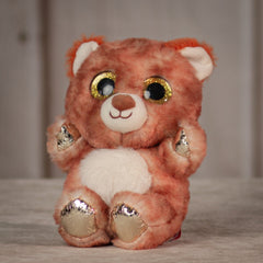 6.5" Dazzle Animal Assortment brown bear with sparkly eyes and golddetailing