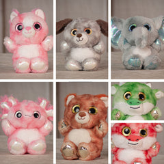 6.5" Dazzle Animal Assortment with a cat, dog, elephant, axotle, bear, and dragons