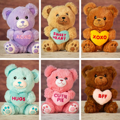 6" Sitting Heart Message Bears