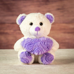 7" Sitting Lavender Rosette Bear