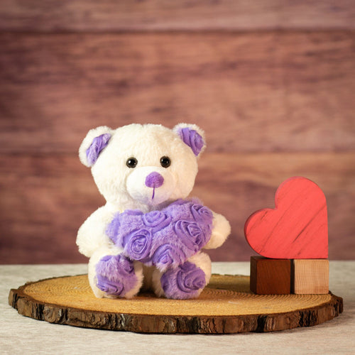 7" Sitting Lavender Rosette Bear