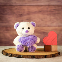 7" Sitting Lavender Rosette Bear