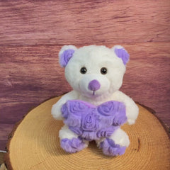 7" Sitting Lavender Rosette Bear