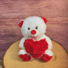 7" Sitting Rosette Heart Bear