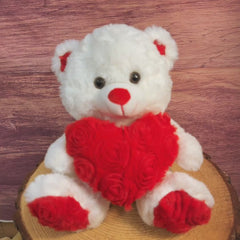 10" Sitting Rosy Heart Bear