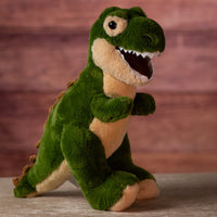 18" stuffed green and tan t-rex