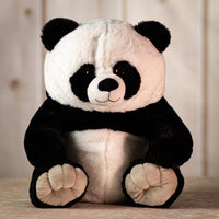 14" black and white sitting plush panda