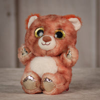 6.5" Dazzle Animal Assortment brown bear with sparkly eyes and golddetailing