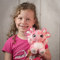 6.5" Dazzle Animal Assortment pink axoltle with pink sparkly eyes and transparent detailing
