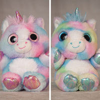 6.5" rainbow Dazzle Unicorn Duo with sparkle eyes and iridescent horn and hands and feet 
