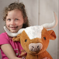 girl holding 26" Laydown Longhorn with white horns