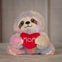 6" Sloth Mom Duo one rainbow holding a heart that says mom
