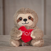 6" Sloth Mom Duo  grey holding a heart that says mom
