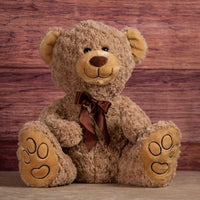 18 in brown stuffed bear with paw prints on paws