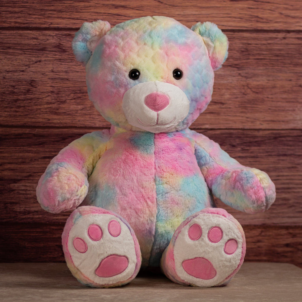 37" rainbow pastel stuffed bear