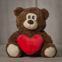 9.5" Simple Love Bear Duo in brown holding red heart