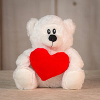  9.5" Simple Love Bear Duo in white holding red heart