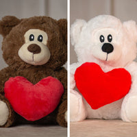 9.5" Simple Love Bear Duo in black and white holding red heart