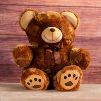 28 in large stuffed brown bear wearing a brownbow