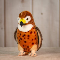 12" stuffed Great Hawk with yellow beak and spotted chest