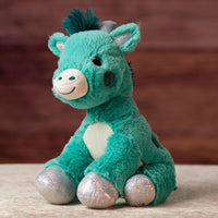 10 in stuffed blue giraffe with glitter eyes and glitter ears and paws