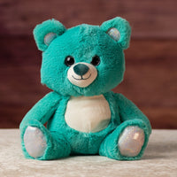 10 in stuffed blue bear with glitter eyes and glitter ears and paws