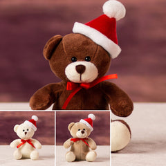 A white, beige, and brown bears that are 5.5 inches tall while sitting